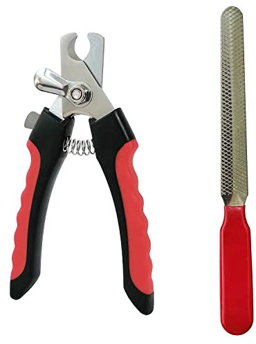 Professional Pet Nail Clipper with Nail File,Dog Cat nail Clippers with Safety Guard to Avoid Over-Cutting,for All Kinds of Pets Made of Professional Stainless Steel, Safe and Easy to Use (S, Red)