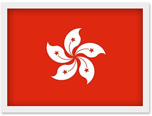 Artery8 Hong Kong National Flag Patriotic Vexillology World Flags Country Region Poster Artwork Framed Wall Art Print A4