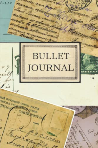 vintage postcards stamps bullet journal: bullet journal vintage style 100 PAGES