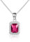 Diamond Treats Collier Pendentif Rouge en Argent 925 Taille Emeraude, Femme et Jeune Fille, Bijoux Argent Massif