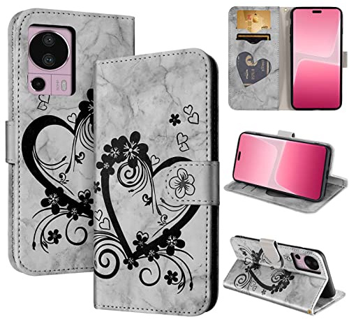 CASAFUNY Handyhülle für Xiaomi 13 Lite Hülle Tasche PU Leder Flip Case Brieftasche Kartenfach Klapphülle Handytasche Case Schutzhülle für Xiaomi 13 Lite 5G, Schwarz