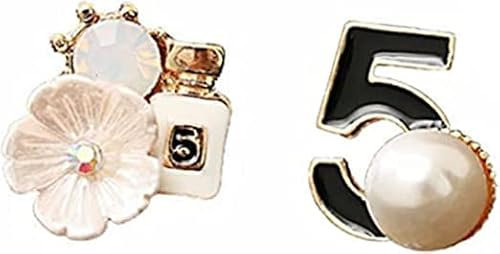 Retro Fashion Design Style 5 Ohrringe mit Kamelie farbigen Ohrstecker, asymmetrisches Design Stil Perlenohrringe, Frauen Perlenschmuck.