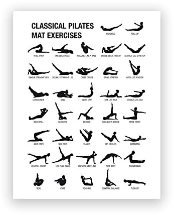 TANYANG Pilates Workout Chart Poster Leinwandbilder Yoga Raum Wanddekoration, Pilates Geschenk Bodybuilding Guide Fitness Gym Malerei Bild 60X90Cm Kein Rahmen