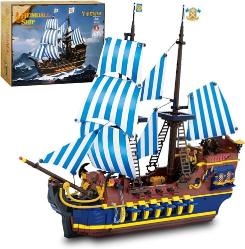 YESHIN Piratenschiff Bausteine Modell, 2010 Teile MOC Piratenschiff Modellbausatz Klemmbausteine, Segelschiff Spielzeug Modell Geschenke für 8, 9, 10+ Jungen und Jugendliche Erwachsene