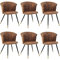 MEUBLE COSY Lot de 6 Chaises de Salle à Manger Vintage Fauteuil Assise et Dossier Rembourrée en suédine Pieds en métal Cuisine Salon Chambre Bureau, Style Industriel, Marron, Noir et Or, 55x58x75,5cm