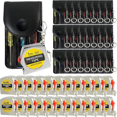 LonlyEagle Measure Keychains Functional Mini Retractable Measure Tape Keychains with Slide Lock for Birthday Party Favors and Daily Use, 1 m/3 ft (72)