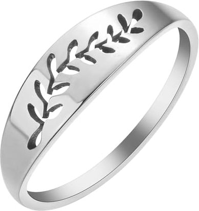 Rings Ring Jewellery Women Men Fern Plants Leaf Woodland Ring For Women Men Simple Nature Silver