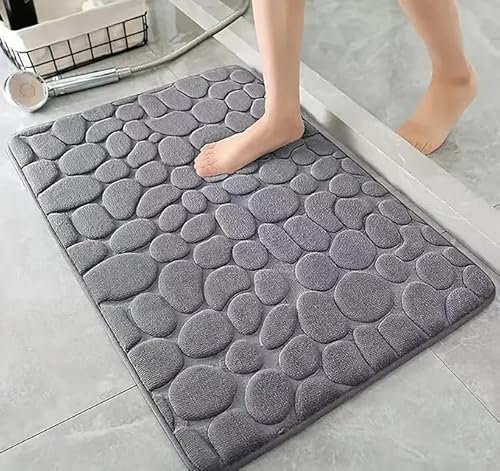Generic Tapis de Bain, Antidérapant, Mousse à mémoire de Forme, Super Absorbant et Lavable en Machine, pour la Salle de Bain, Douche, Baignoire ou comme Tapis WC - 40x60 cm (Gris), 1192600535