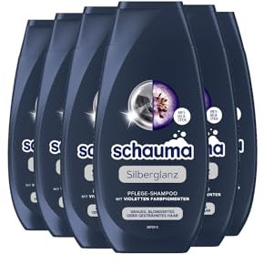 Schwarzkopf Schauma Pflege-Shampoo Silberglanz (6x 250 ml), Silbershampoo hilft gelbliche Verfärbungen zu reduzieren, Haarshampoo für graues, blondiertes oder gesträhntes Haar