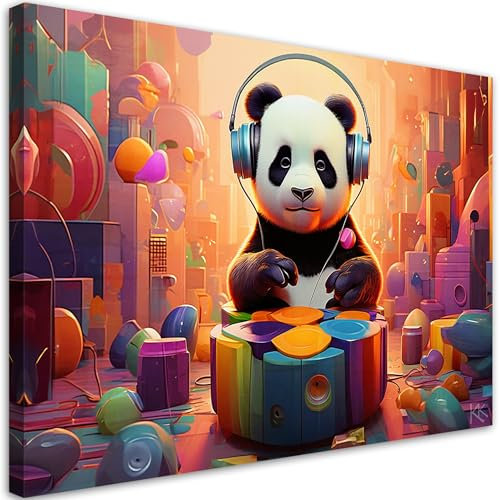 Feeby Impression sur toile 30x20 cm decoration chambre - tableau decoration murale - Panda Pop Art - decoration maison Tableau Moderne toile peinture - ART - poster mural