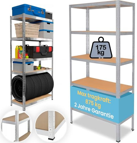 SMART REGALY - Regale- Anzahl der Regalböden: 5-180 x 75 x 40 cm - Tragfähigkeit der Regale: 175 kg - Fachböden - lagerregal