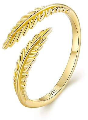 Halskette Damen,925er Sterlingsilber, rosévergoldet, Blätter, Blatt, Lorbeer, verstellbarer Ast-Ring-Schmuck