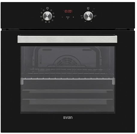 Svan Horno MultifunciónCon Ventilador Cristal negro SHM10700DCN. Capacidad 69 Litros, 1200W, 10 Programas, Interior Esmaltado, Fácil Limpieza, Eficiencia Energética Clase A