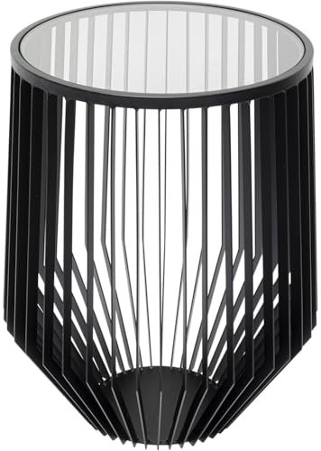 Kare Design Beistelltisch Corinne, Schwarz, 40cm Durchmesser, Sicherheitsglas, Pflegeleicht, Designer Gestell, Runder Couchtisch, Wohnzimmertisch, Edelstahl, Glas Tischplatte, 50x40x40 cm (H/B/T)