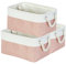 Mangata Soft Fabric Storage Boxes, Multi-Size, Rectangular Container Baskets for Shelf, Wardrobe, Toys and Clothes, 31x21x16 cm, Pink and White(Small, 3 Pack)