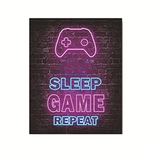 AKTOUR Etichette Nome per Citofono Gaming Wall Art Neon Game Room Decor Gaming Poster Game Room Wall Decor Teenage Boys Room Decor Video Pacchi per Spedizioni Bottiglie (A, A)