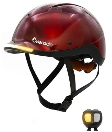 Life Fahrradhelm, Scooter, mit starker Beleuchtung vorne und hinten, Blinkfunktion, Einheitsgröße (Ruby Red)
