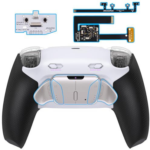 eXtremeRate RISE4 Plus Max RMB Palettes Boutons Métal pour ps5 Manette BDM-010 020,Coque pour ps5 avec Clicky Trigger Stop,Remap Kit Programmable-Noir Blanc