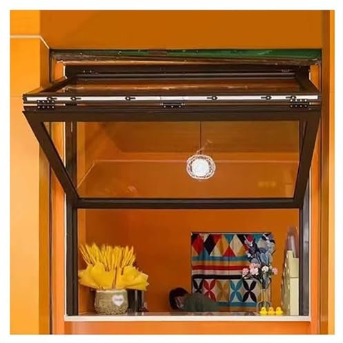 PFCDZDU Finestra A Tettoia Piegata con Vetro Temperato, Montaggio A Filo Finestra Domestica, Finestra Servizio Telaio in Lega Alluminio per Garage Appartamento(120x60cm)