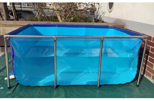 Oberirdische Teiche für Fische, Aquarium mit klarem Fenster – PVC-Canvas-Auskleidungen mit Stahlrahmen, Auffangbehälter für die Koi-Schildkrötenzucht (100 x 60 x 35 cm)