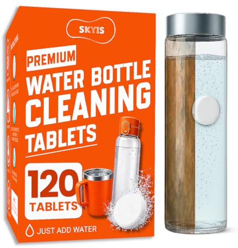 120 Pcs Water Bottle Cleaning Tablets, Bottle Cleaning Tablets for Stainless Steel Water Bottles & Tumblers, Bottle Cleaner tablets are ideal cleaner for all Water Bottles, Removes Odor & Stains
