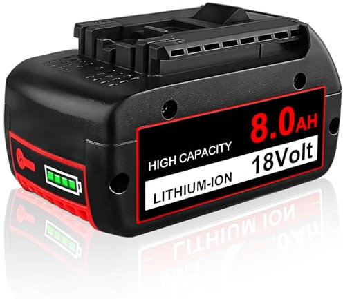 8.0Ah/8000mAh GBA Li-Ion Ersatzakku für Bosch Akku 18V, Kompatibel mit Bosch 18V BAT618 BAT618G BAT609 BAT609G BAT619 BAT619G BAT610G BAT610 BAT618 BAT612 BAT622 Akku Werkzeugen (1PCS_8AH)
