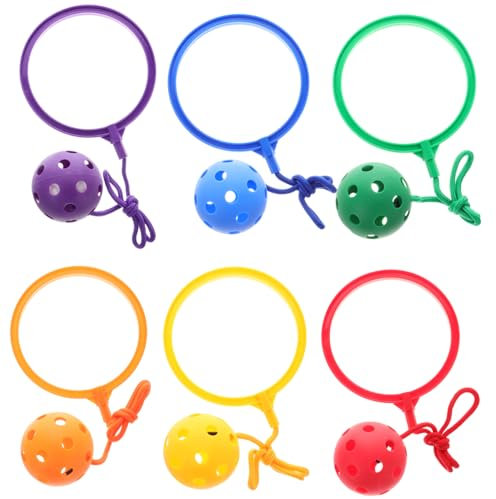 HEMOTON 6 Pièces Boule de Cerceau activités Enfants Toys Balle de Saut de Cheville pour Enfants Jeu Saut de Jambe de Cheville à Balle ée ER des Jouets de Plastique