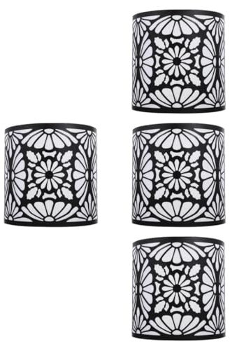 ARTIBETTER 4 Stück Beschattungszubehör großer Lampenschirm Rattan -Lampenschatten graceling dekoration schlafzimmer wandleuchte wandlampe Kunstlampenschirm aus Eisen schwarze Leuchte Black