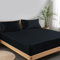 LINENWALAS Spannbettlaken aus 100% Tencel Lyocell 180 x 200 cm, Weiches, Kühlendes Seiden Bettlaken mit bis zu 40 cm Tiefen Taschen, Anti Allergische Eukalyptus Bettwäsche (180x200 cm, Tiefschwarz)