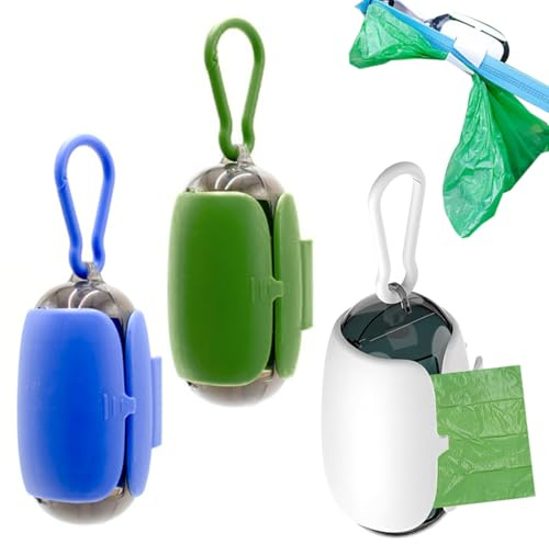 3 Stück Hundebeutelspender, Kotbeutelspender für Hunde Wird an der Leine Befestigt, Hundebeutelspender, Zum Spazierengehen mit Hund, Ausgehen mit Hund, Wandern（3 couleurs avec un sac poubelle）