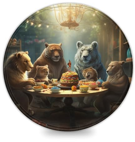 Stitched Edges Mouse Pad Animal Party Mouse Mat 20 * 20cm Large Desk Mat with Stitched Edges Durable Non Slip Natural Rubber Base