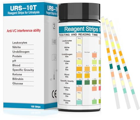Fontee 10-in-1 pH Urinteststreifen (100 Stück) - Prüfen Sie 10 Gesundheitsparameter. Testen Sie pH, Ketone und mehr in 60 Sekunden! Einfache Heimurintests