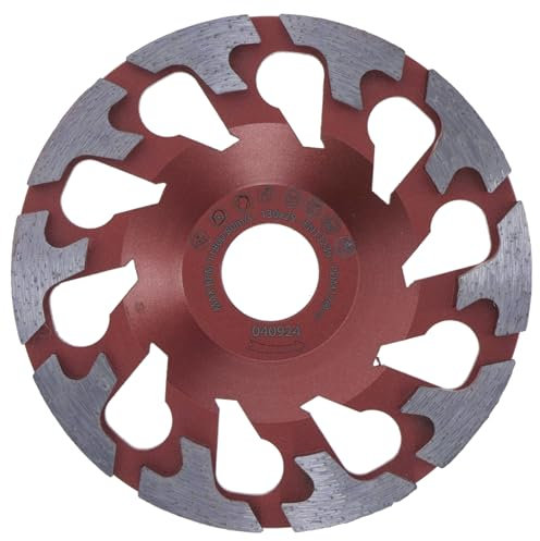 PRODIAMANT Diamant-Schleiftopf 130 mm x 25 mm rot – Für harten Beton & Industrieeinsätze – Für Betonschleifer – Bohrung 25 mm – Schleifteller