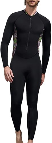 RUMAOZIA Costume da bagno intero da uomo, a maniche lunghe, protezione solare, da surf, in neoprene, traspirante, con chiusura lampo frontale, Z04 nero., XL
