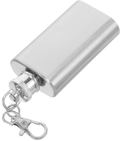 Generic Fiaschetta Tascabile in Acciaio Inossidabile 56 Ml Con Portachiavi e Piatto Per Escursioni e Viaggi Design Antiruggine e Compatto