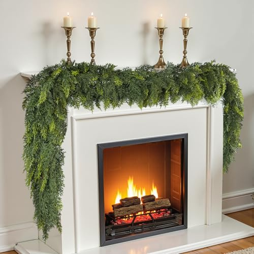 1.8M/6FT Christmas Garland - Artificial Christmas Garland for Fireplace, Stair, Front Door, Xmas Tree Decor