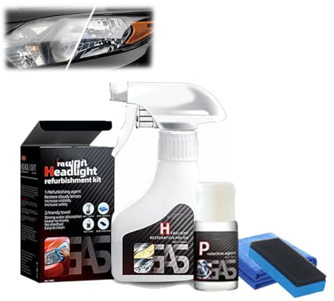 Qosigote Headlight Restoration Kit, Headlight Restoration Spray,180 ml Scheinwerfer Aufbereitung Set, Auto Scheinwerfer Politur Spray für hellere, klarere Sicht (1 Stück)