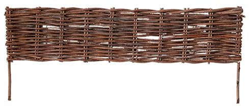 Natürliche Weiden-Gartenzaun-Bordüre – Weiden-Landschaftseinfassung, Lattenzaun für Blumenbeet, Terrasse, Hof, 100 cm, natürliche Farbe, dekorative Außenbarriere