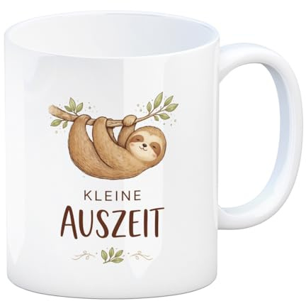 speecheese Kaffeebecher Faultier an Ast kleine Auszeit | Witzige Faultier-Tasse für gelassene Pausen-Lustige Büro Kaffeetasse