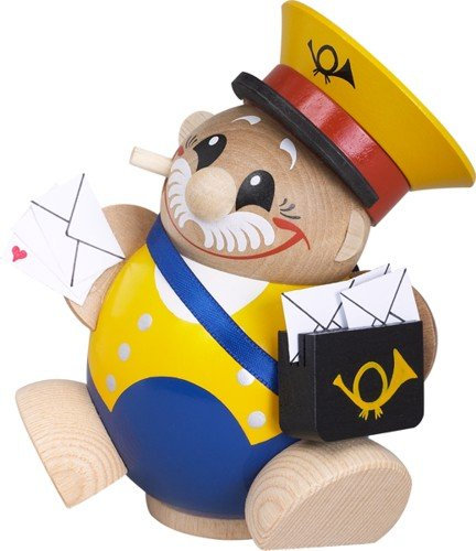 Seiffener eG Kugelräucherfigur Postbote 12cm Schwarz