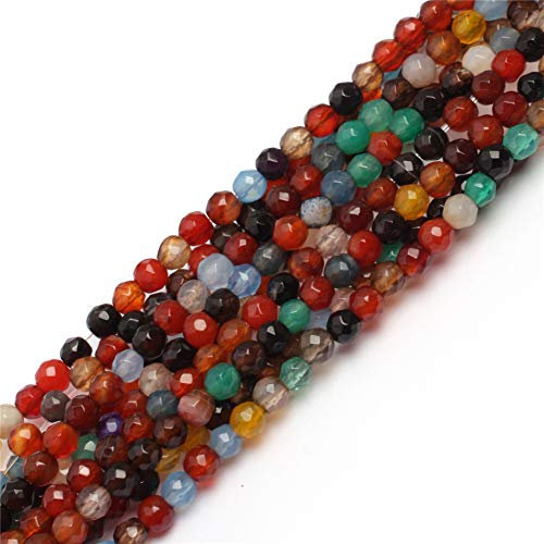 GEM-INSIDE CREATE YOUR OWN FASHION Sweet & Happy Girl'S Store 3mm Runde facettierte Edelstein Achat Perlen Strang Mixed 15 Zoll Schmuckherstellung Perlen