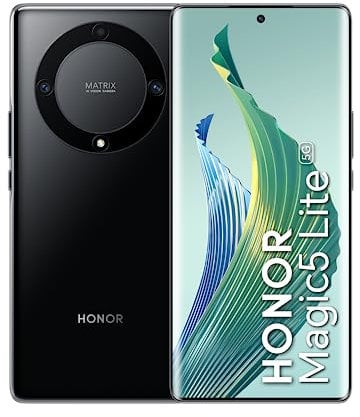Honor Magic 5 Lite, Sim-Free and Unlocked Mobile Phones, 5G Smartphone, 6GB+128GB, 6,67” Curved AMOLED 120Hz Display, 64MP Triple Rear Camera, 5100 mAh Battery, Dual SIM, Android 12, Midnight Black