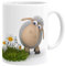 Merchandise for Fans Becher aus Keramik - 330 ml Motiv: 3D-Schaf/Schafe mit Gänseblümchen (01)
