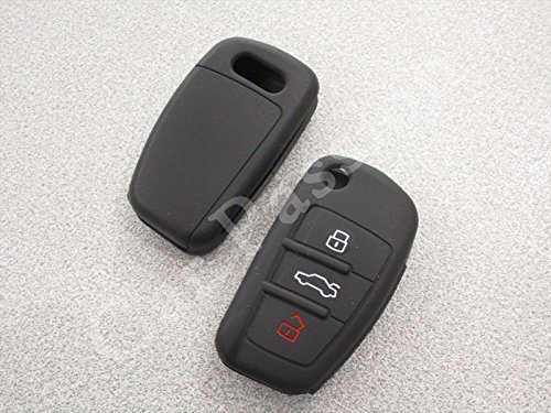 Coque de Clé en Silicone Compatible avec Audi A1, A2, A3, A4, A5, A6, Q1, Q2, Q3, Q5, Q7, TT - Protection Télécommande Porte-clés (Noir)
