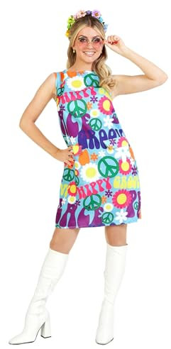Fun Shack Schlagermove Outfit Damen, 70er Jahre Outfit Damen, Hippie Kleid, Hippie Kostüm, Flower Power Kleidung, 60er 70er Jahre, Karneval und Festivals, L