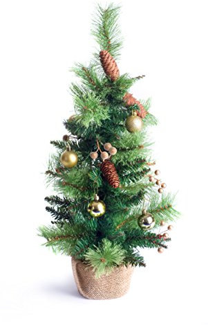 Best Artificial Weihnachtsbaum, 60 cm, klein, dekoriert, für den Innenbereich, goldfarben