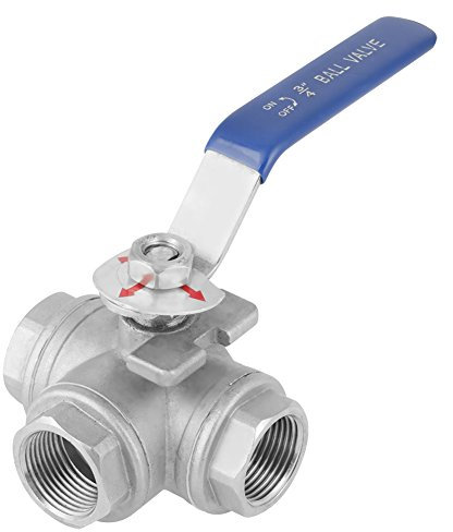 Full Port 3-Wege-Kugelhahn 304 Edelstahl 3/4 NPT Innengewinde Ventil mit Vinylgriff für Wasser Öl Gas