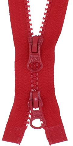 zipworld 2-Wege Reißverschluss Kunststoff - Plastik Zähne teilbar 5-6mm 2PZ rot - 148 (90cm)