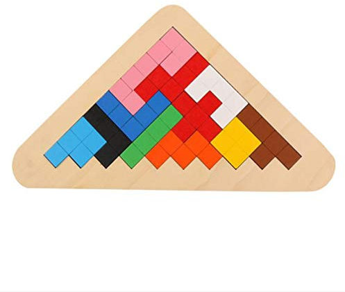 PROW® en Bois Puzzle Coloré Tangram Bâtiment Blocs Planche Scie sauteuse Jouets pour Enfants Bébés De Bonne Heure Éducatif 12pcs Triangle Bois des Gamins Jouets