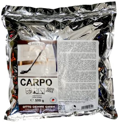 Lorito Carpo Teppichreiniger Pulver zum Absaugen, Teppich Reinigungsmittel Pulver, Teppichpulver zum Reinigen von 10-15qm Teppichboden, 500g